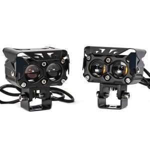 HJG - 101 - 2 LED Motorcycle Yellow/White Spot Light with Wiring harness & Switch